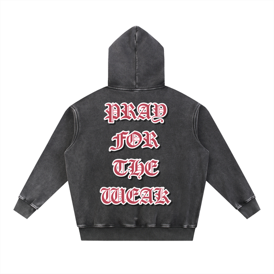 Snow Wash Fleece Oversize Pray For the Weak Hoodie