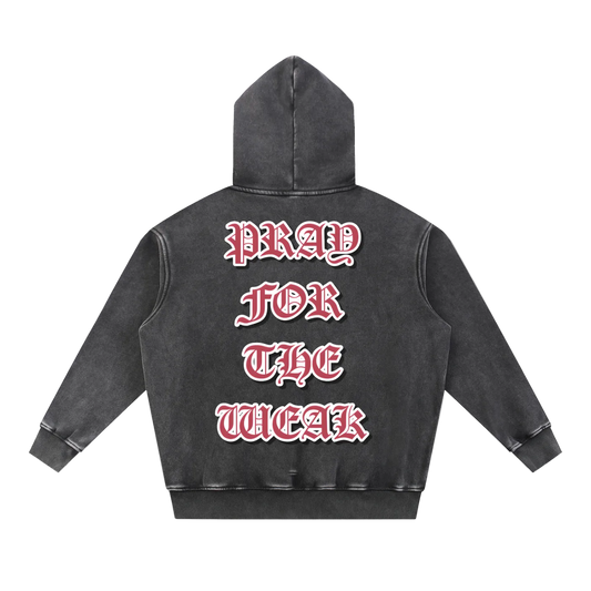 Snow Wash Fleece Oversize Pray For the Weak Hoodie