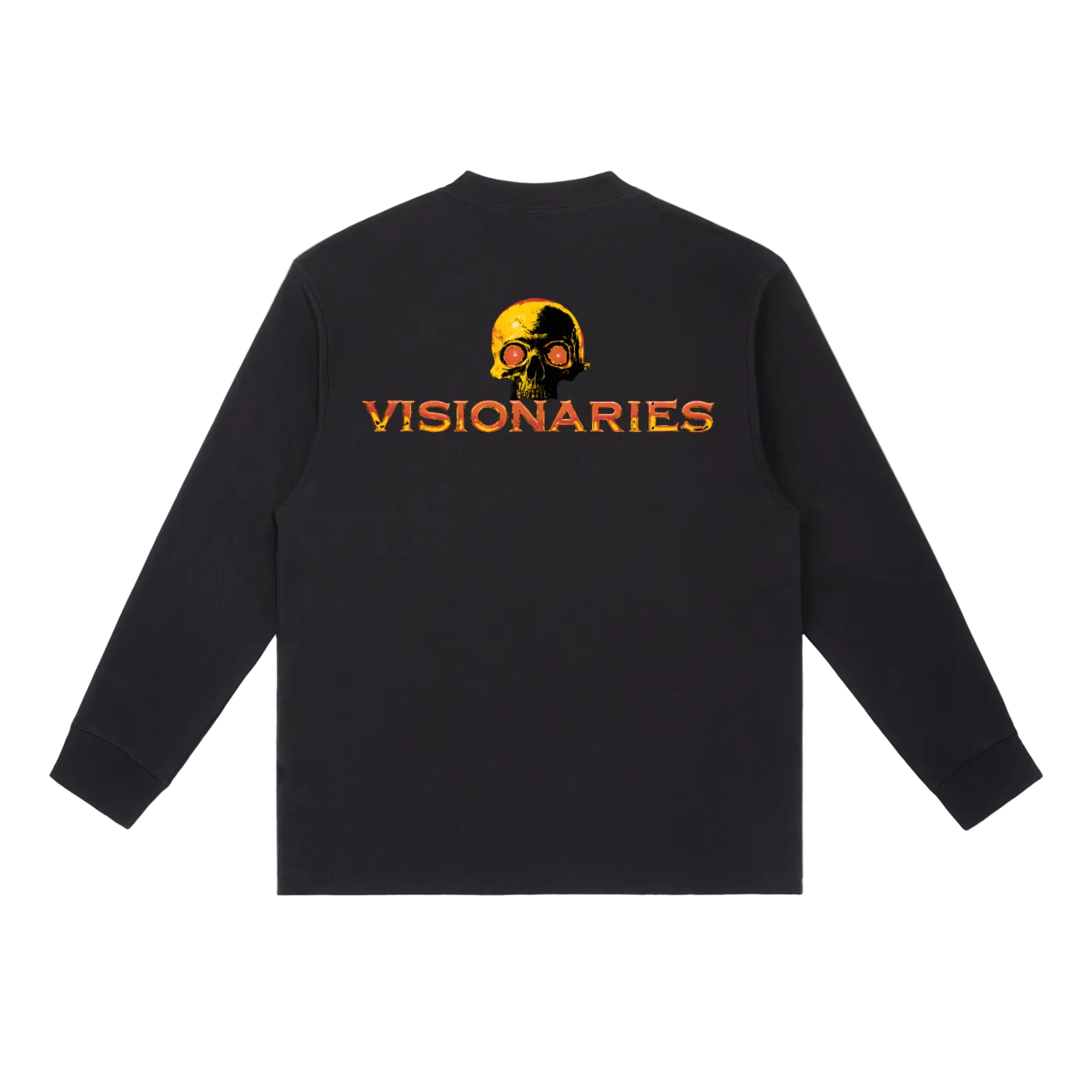 Men Flame 🔥 Skull 💀 Crewneck Long-Sleeve T-Shirt