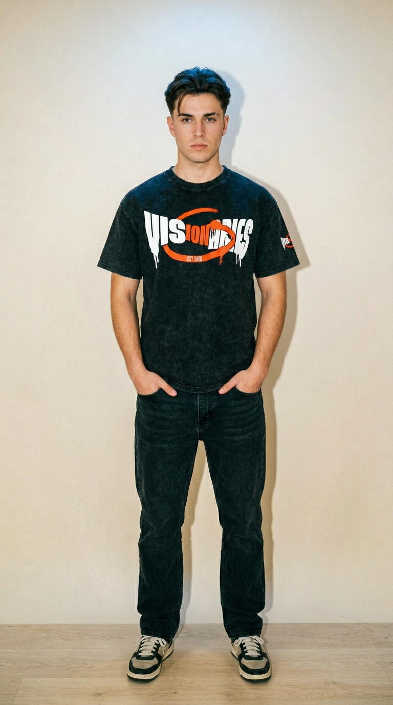 Visionaries Logo Snow Washed Oversized Cotton T-Shirt
