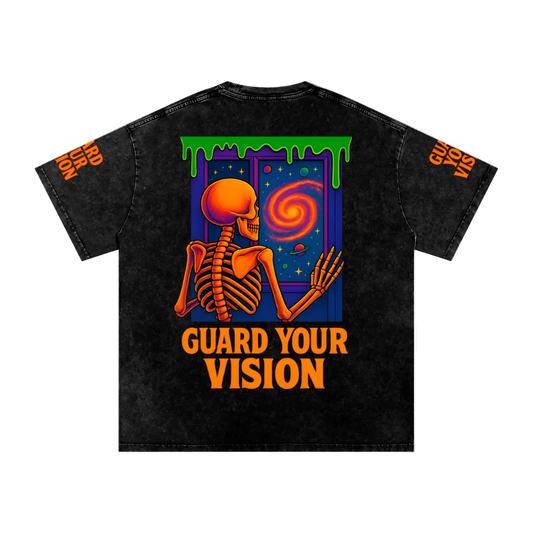“Guard Your Vision” Snow Washed Oversized Cotton T-Shirt