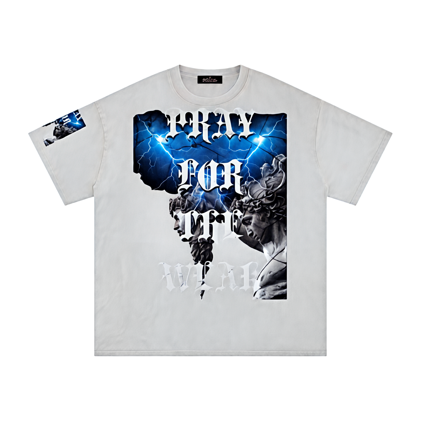 Pray For the Weak Snow Washed Oversized Cotton T-Shirt