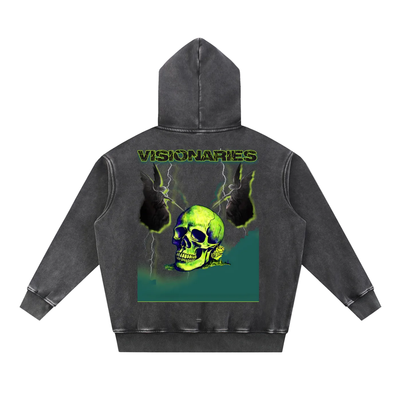 Snow Wash Slime π Skull π Fleece Oversize Hoodie