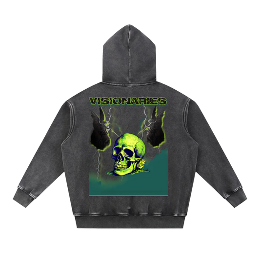 Snow Wash Slime π Skull π Fleece Oversize Hoodie