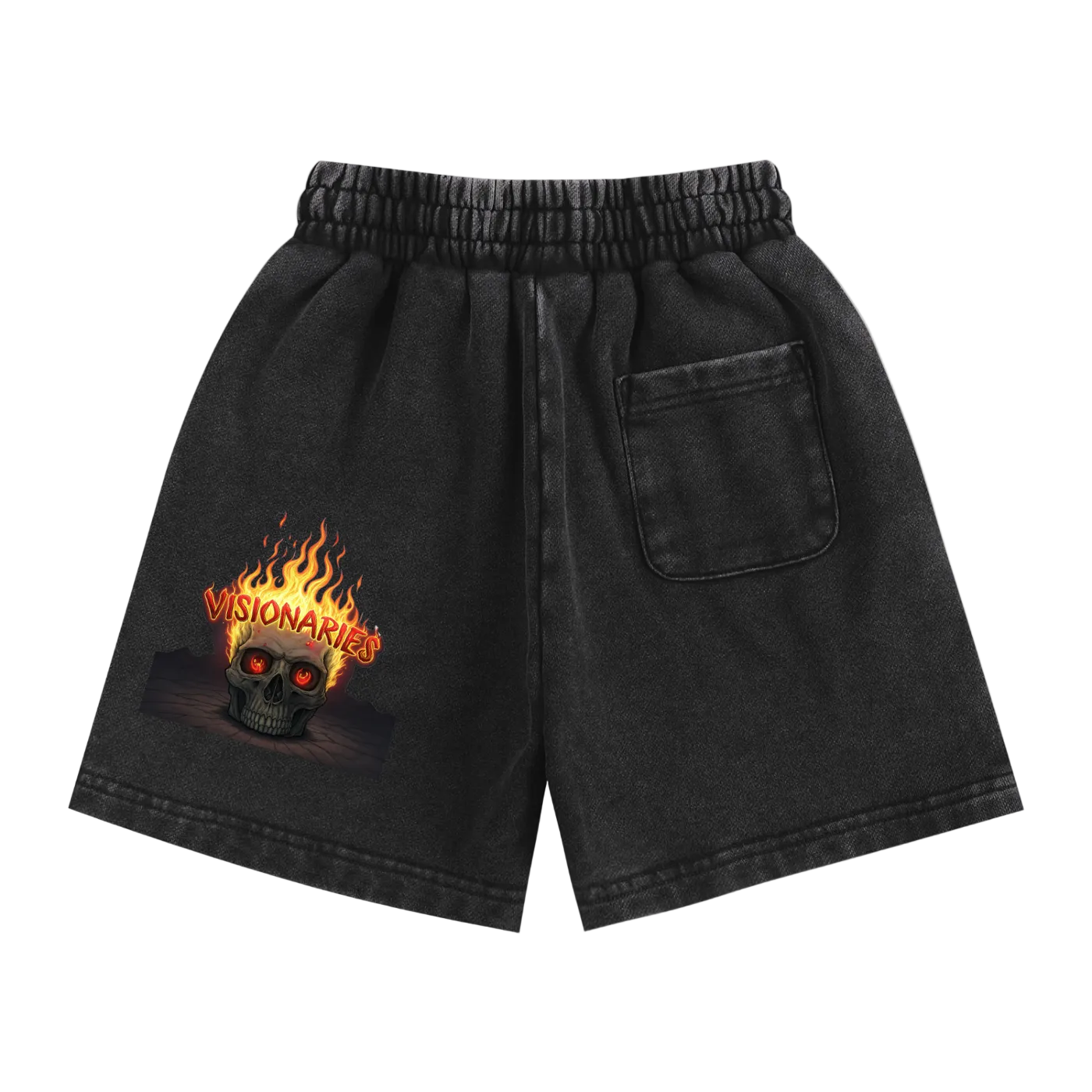 Kids Flame 🔥 Skull 💀 Snow Washed Shorts