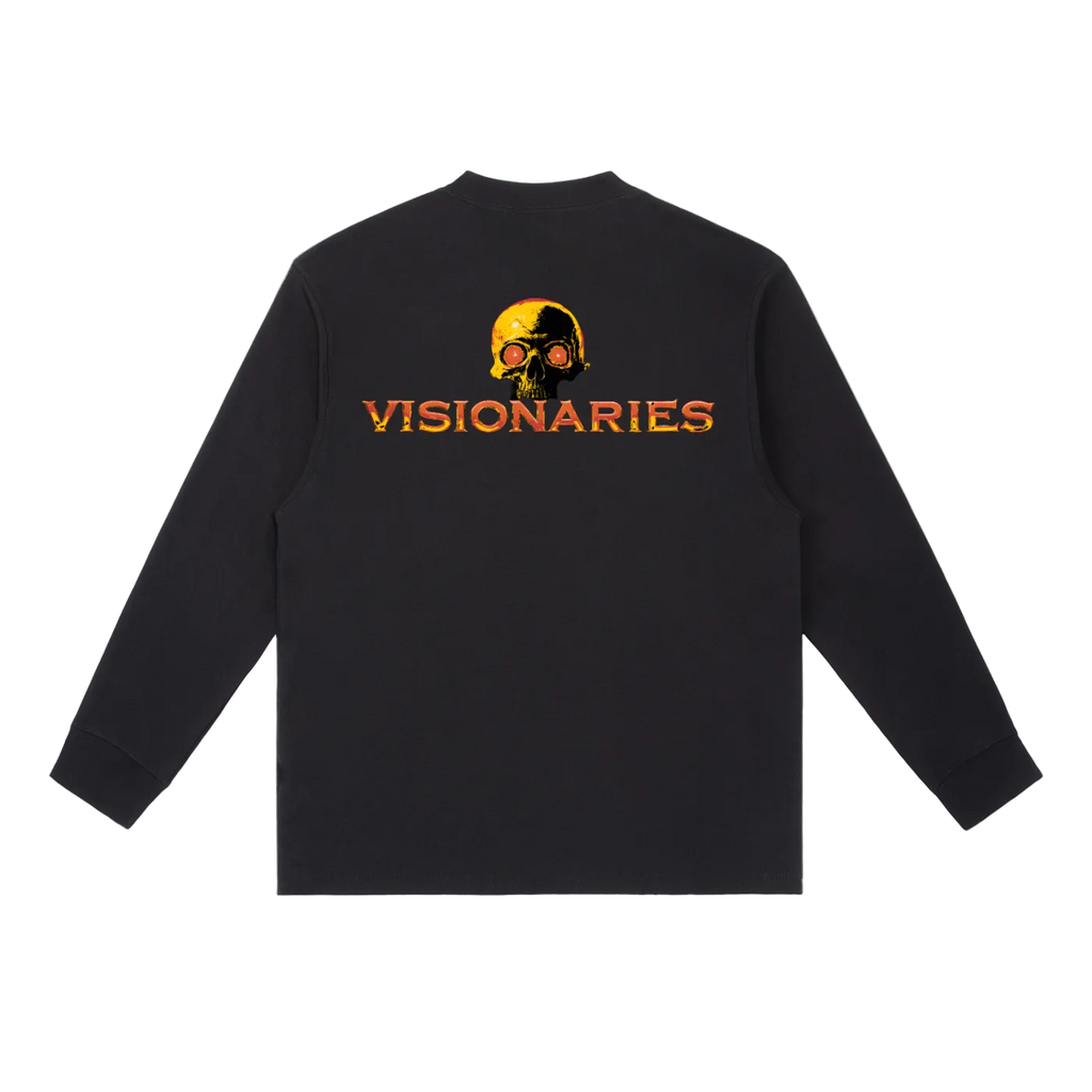 Men Flame 🔥  Skull 💀 Crewneck Long-Sleeve T-Shirt