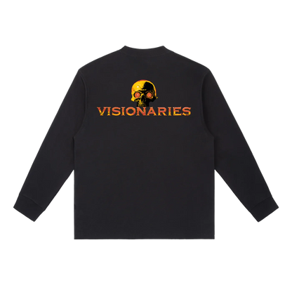 Men Flame 🔥  Skull 💀 Crewneck Long-Sleeve T-Shirt