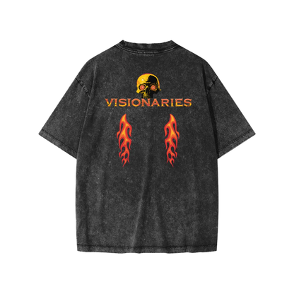 Flame🔥Skull 💀Snow Washed Kids' T-Shirt