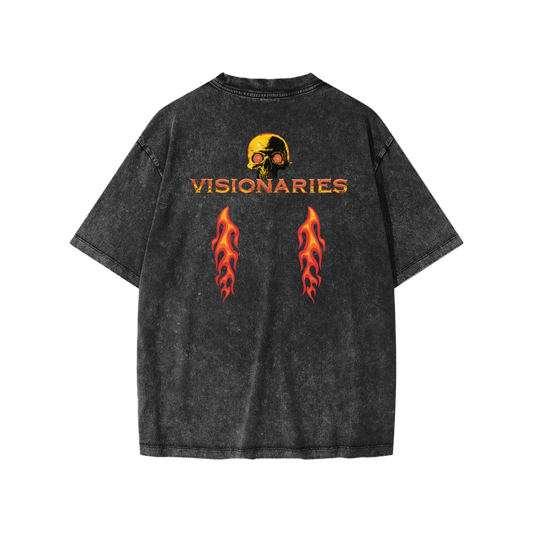 Flame🔥Skull 💀Snow Washed Kids' T-Shirt