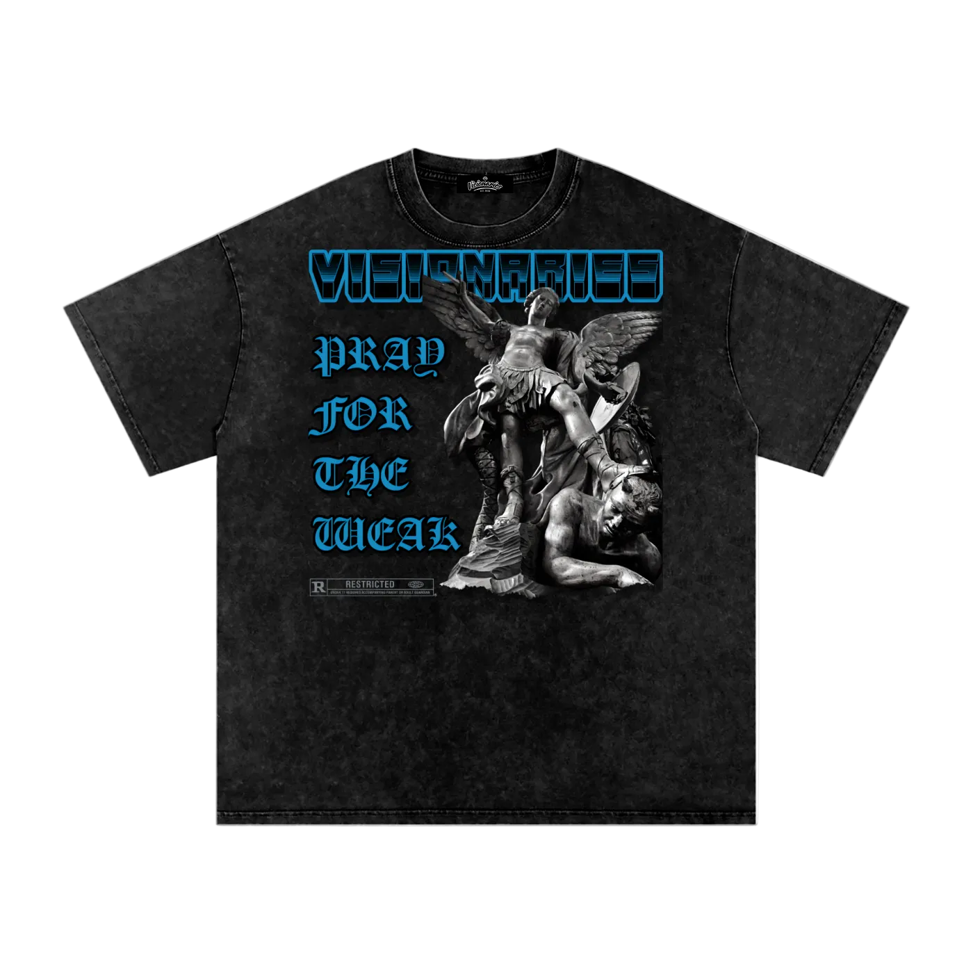 Pray For the Weak Snow Washed Oversized Cotton T-Shirt