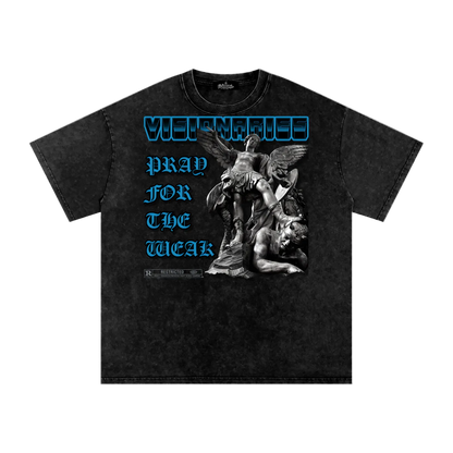 Pray For the Weak Snow Washed Oversized Cotton T-Shirt