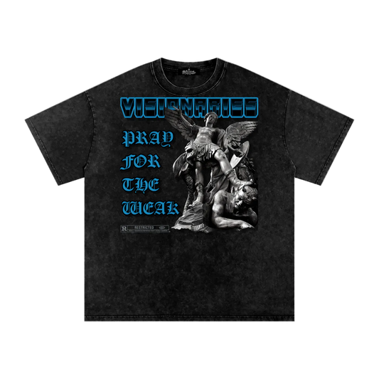 Pray For the Weak Snow Washed Oversized Cotton T-Shirt