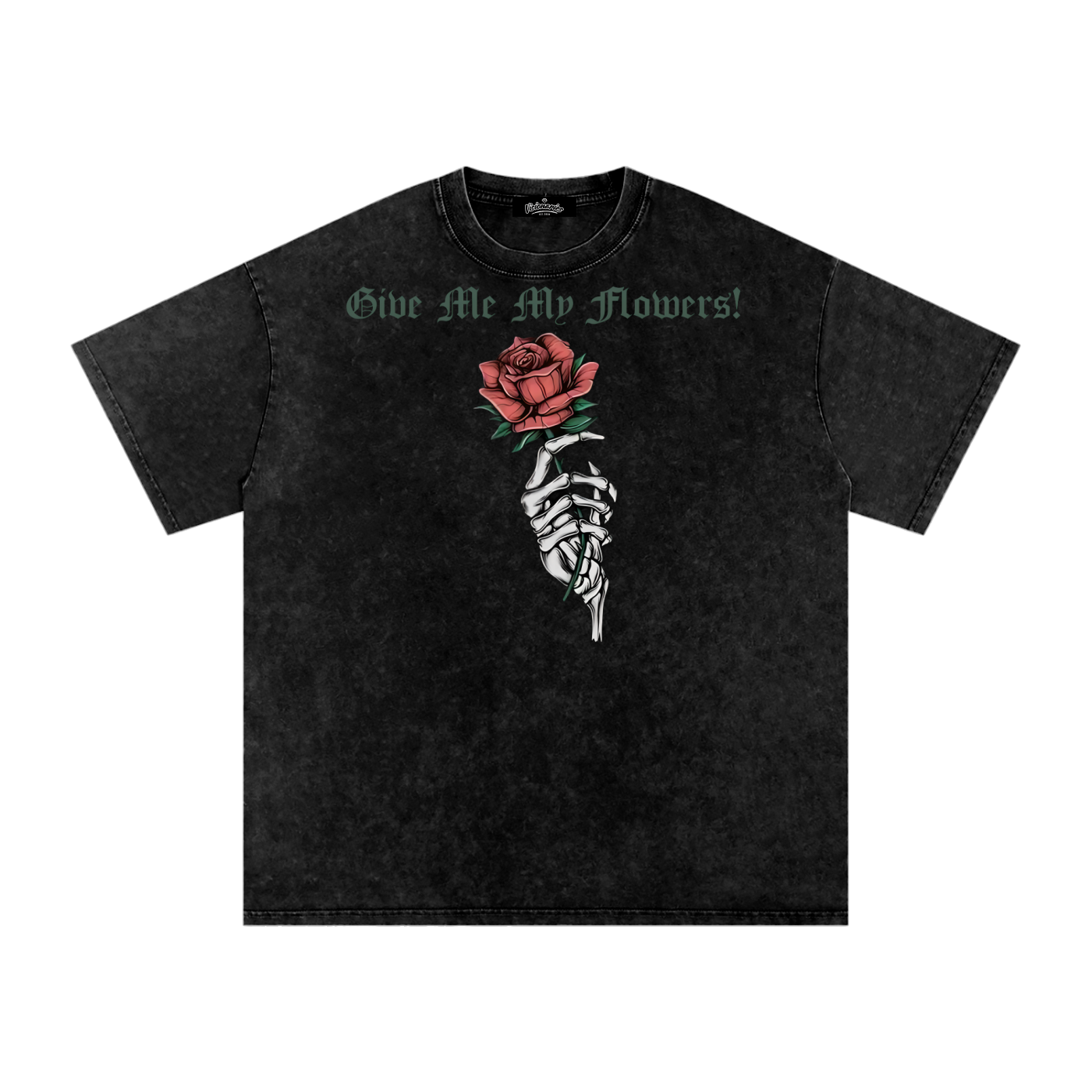 "Give Me My Flowers" 🌹 Snow Washed Oversized Cotton T-Shirt