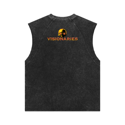 Flame🔥 Skull 💀Snow Washed Tank Top