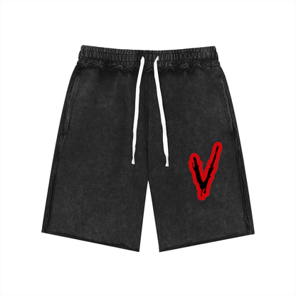 Men's Zombie 🧟 Mineral Wash Raw Edge Shorts