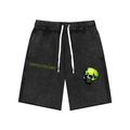 Slime 💚 Skull 💀  Mineral Wash Raw Edge Shorts