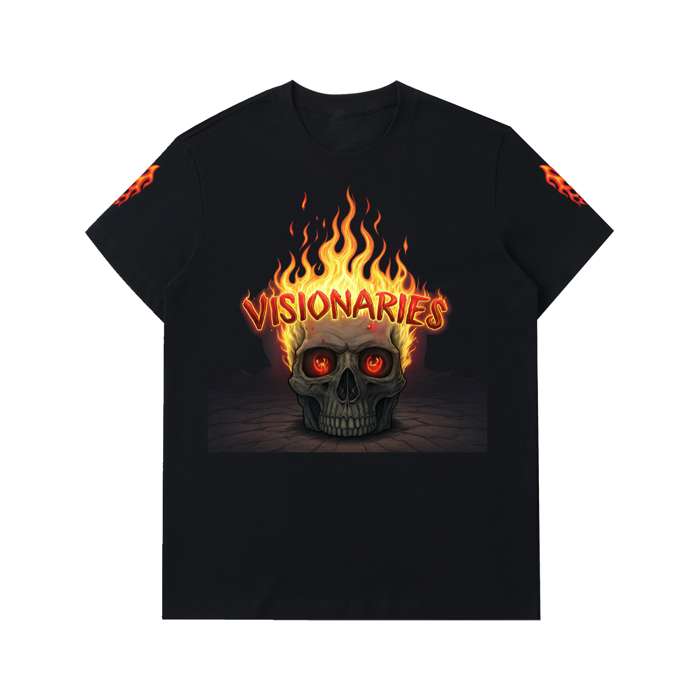 Flame 🔥 Skull 💀 Heavyweight Cotton T-Shirt