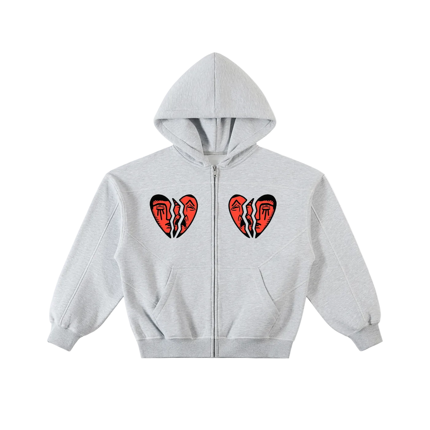 Unbroken 💔 Stitched Boxy Fleece Zip Hoodie