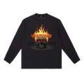 Men Flame 🔥  Skull 💀 Crewneck Long-Sleeve T-Shirt