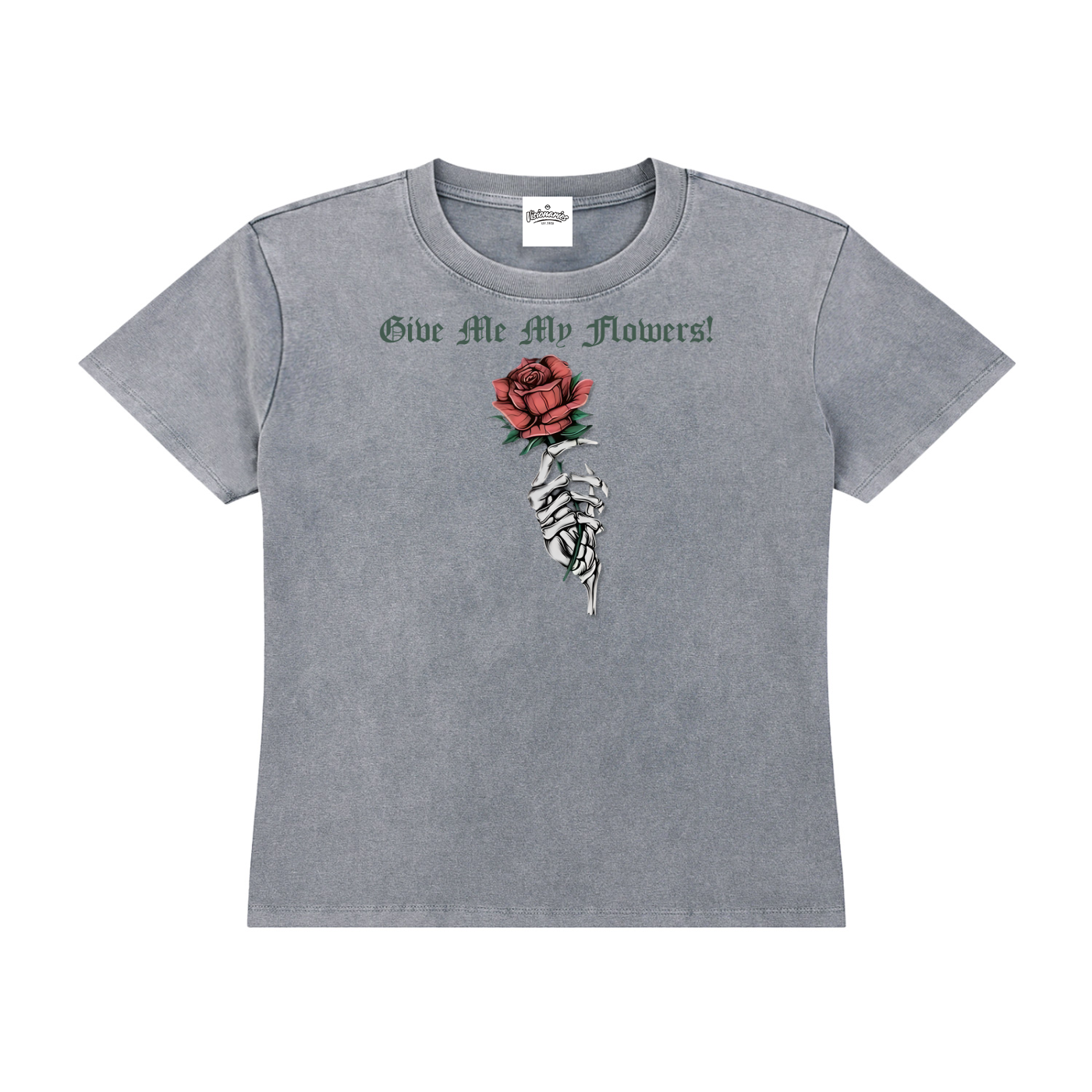 Women’s Give Me My Flowers 🌹 Vintage Wash Drop Shoulder T-shirt