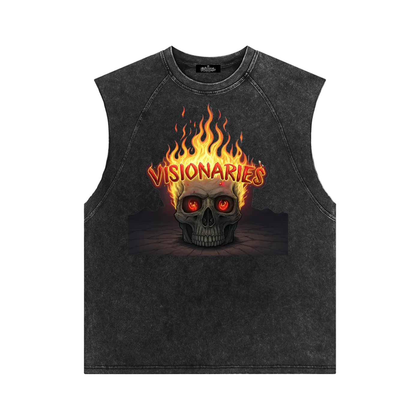 Flame🔥 Skull 💀Snow Washed Tank Top