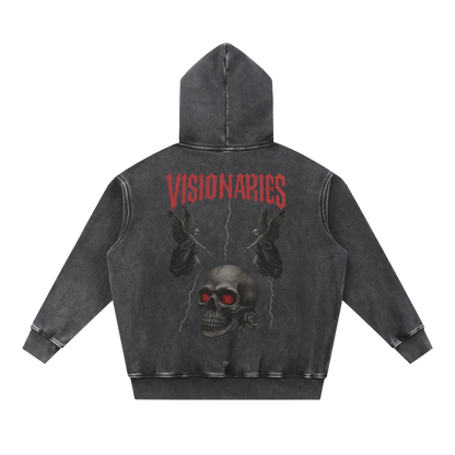 Snow Wash Skulls 💀 & 🌹  Fleece Oversize Hoodie