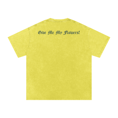 "Give Me My Flowers" 🌹 Snow Washed Oversized Cotton T-Shirt