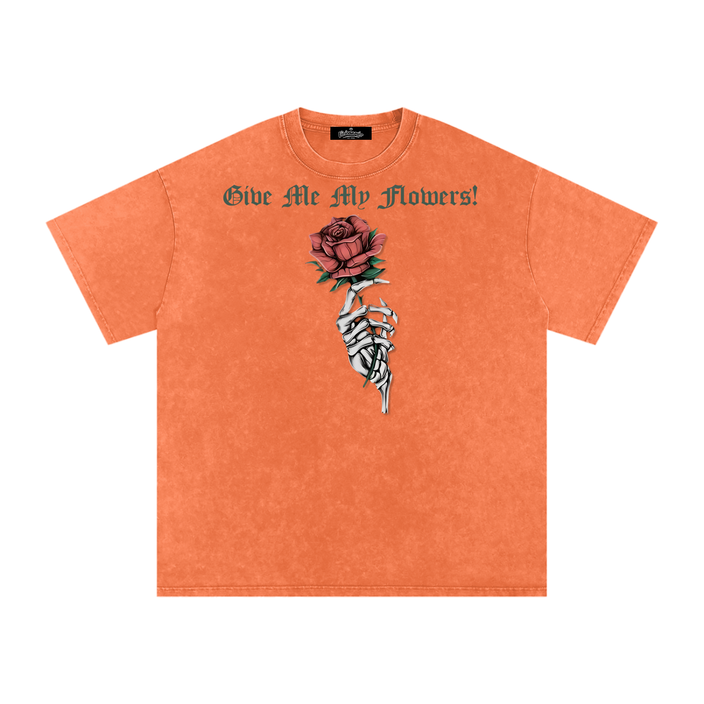 "Give Me My Flowers" 🌹 Snow Washed Oversized Cotton T-Shirt