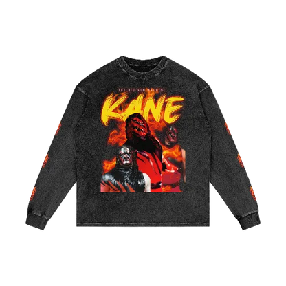 Big Red Machine🔥 Acid Wash Oversize Long Sleeve T-Shirt