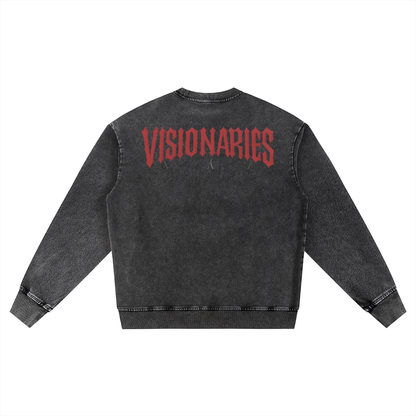 💀 🌹 Snow Wash Oversized Crewneck Sweatshirt