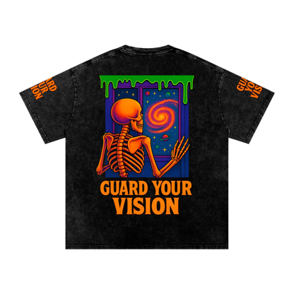 “Guard Your Vision” Snow Washed Oversized Cotton T-Shirt