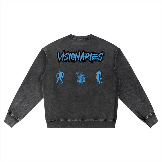 Zombies Snow Wash Oversized Crewneck Sweatshirt