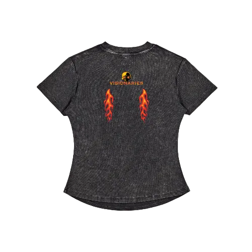 Women's Vintage Washed Flame 🔥 Skull 💀  T-Shirt