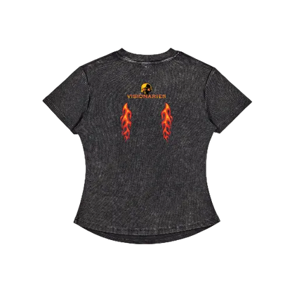 Women's Vintage Washed Flame 🔥 Skull 💀  T-Shirt