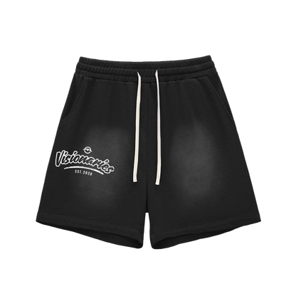 Visionaries Core Logo Sun Fade Raw Edge Cotton Shorts