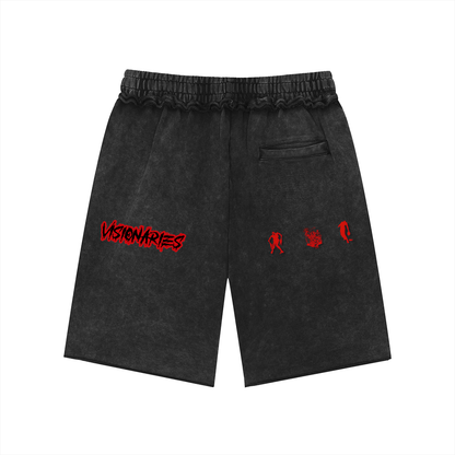 Men's Zombie 🧟 Mineral Wash Raw Edge Shorts
