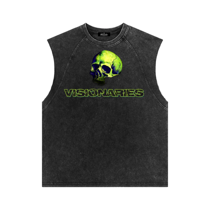 Snow Washed Slime 💚 Skull 💀 Tank Top