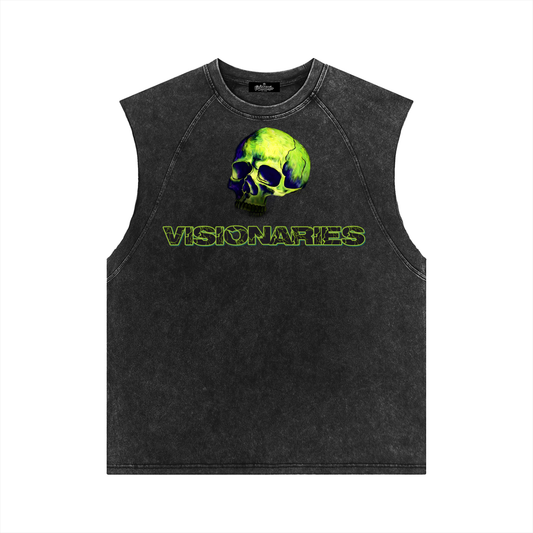 Snow Washed Slime 💚 Skull 💀  Tank Top