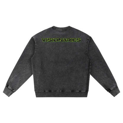 Slime 💚 Skull 💀 Snow Wash Oversized Crewneck Sweatshirt