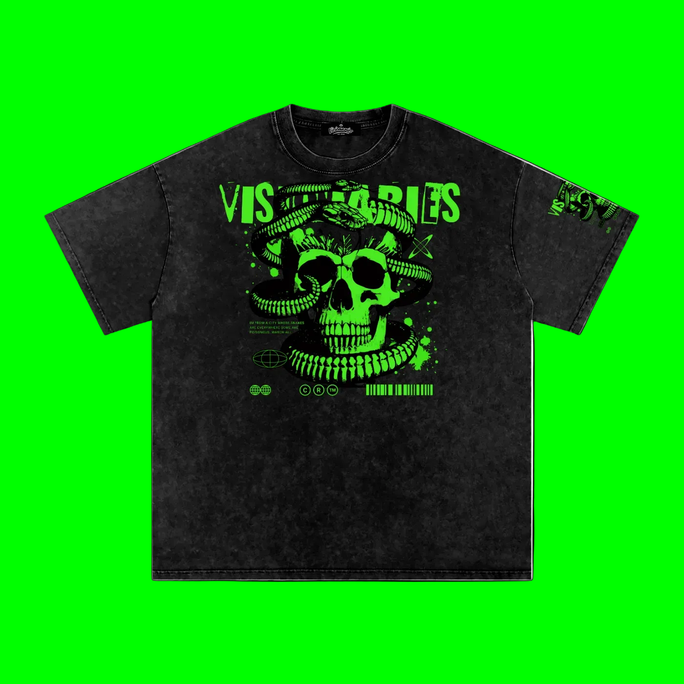 Slime Skull 🐍💀Snow Washed Oversized Cotton T-Shirt