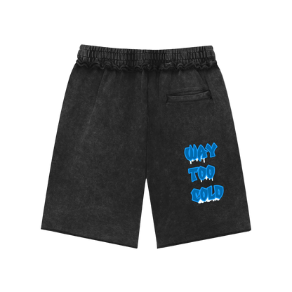 “Way Too Cold” 🥶 Mineral Wash Raw Edge Shorts