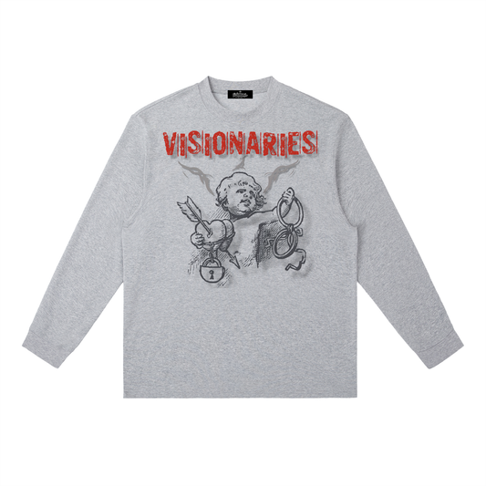 Angels 👼 Grey Crewneck Long-Sleeve T-Shirt