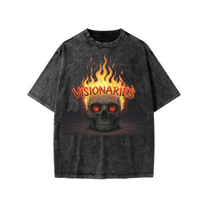 Flame🔥Skull 💀Snow Washed Kids' T-Shirt