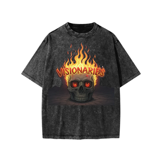 Flame🔥Skull 💀Snow Washed Kids' T-Shirt