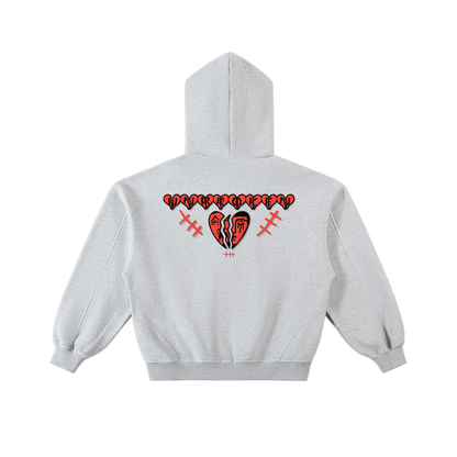 Unbroken 💔 Stitched Boxy Fleece Zip Hoodie