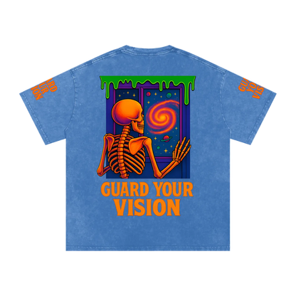 “Guard Your Vision” Snow Washed Oversized Cotton T-Shirt