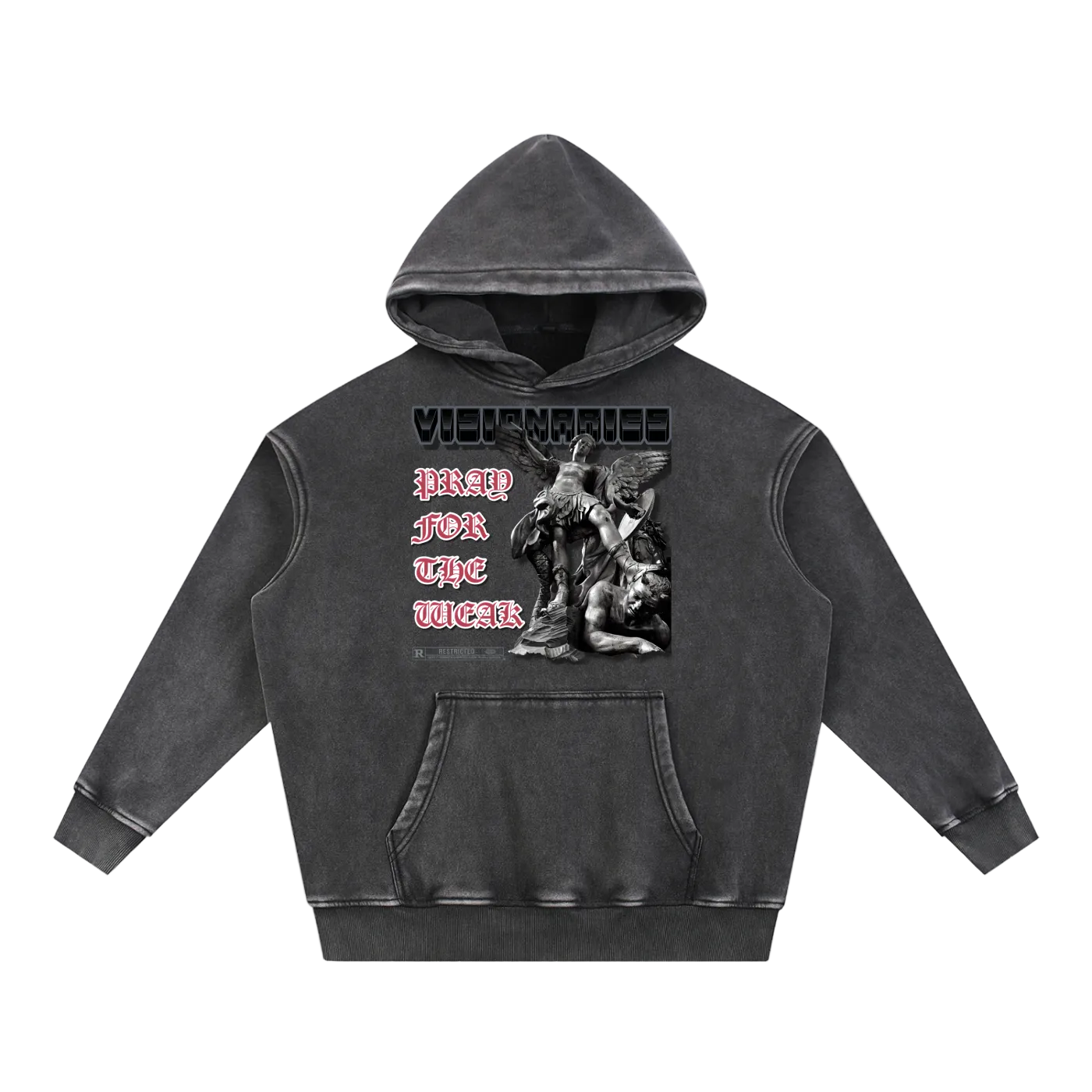 Snow Wash Fleece Oversize Pray For the Weak Hoodie