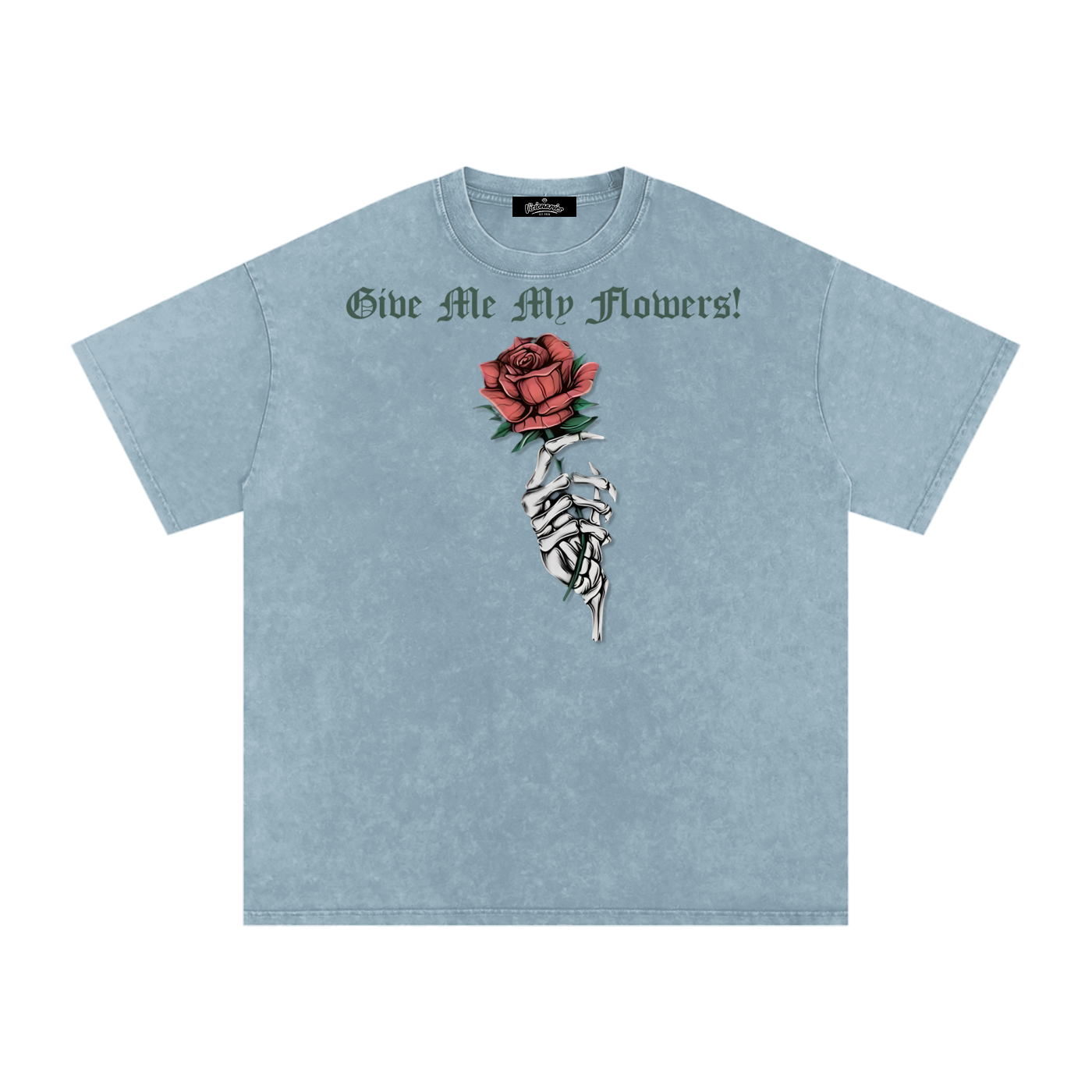"Give Me My Flowers" 🌹 Snow Washed Oversized Cotton T-Shirt