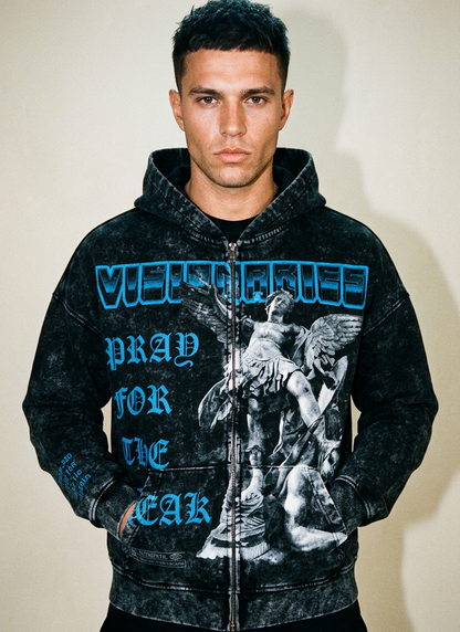 Pray For the Weak Jumbo Print Zip Hoodie