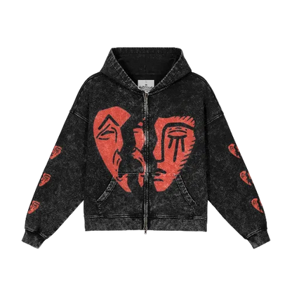 Unbroken 💔 Jumbo Print Zip Hoodie